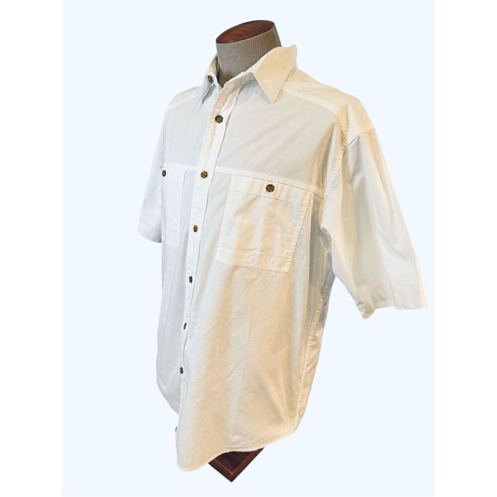 Woolrich Men’s Button Front Shirt Pockets Short Sleeves Sz. L Summer Casual Part - Picture 6 of 9
